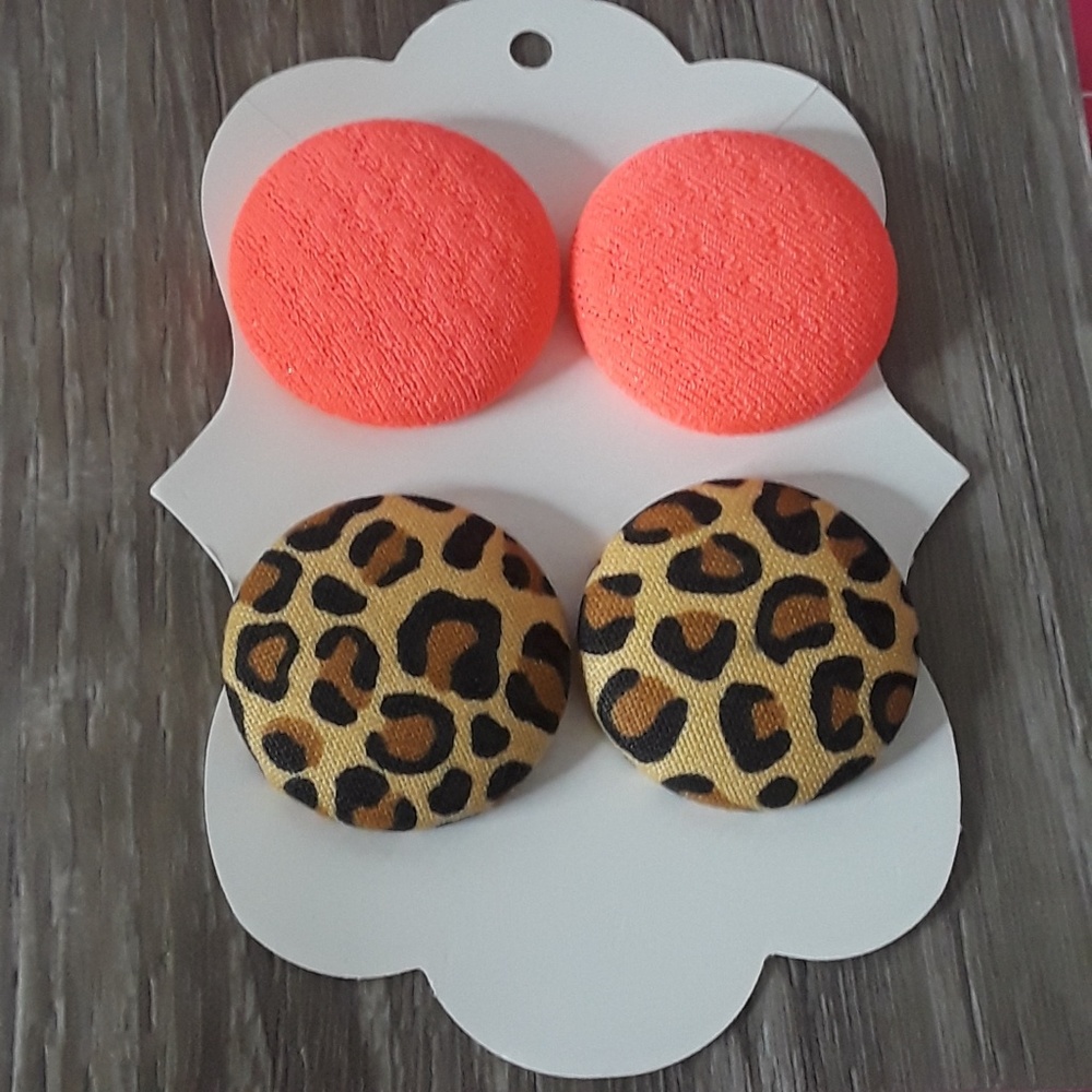 Fabric Button Earrings